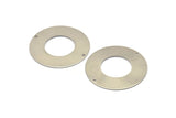 Steel Round Charm, 6 Stainless Steel Round Charms With 2 Holes (40x0.70mm) M02849