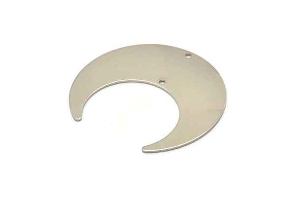 Steel Moon Charm, 8 Steel Moon Charms With 2 Holes (42x16x0.70mm) M02851