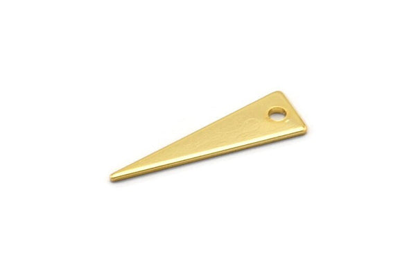 Gold Tiny Triangle, 12 Gold Plated Brass Triangle Charms (23x7x0.80mm) A0880 Q0047
