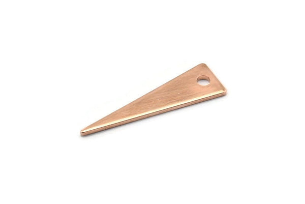 Rose Gold Tiny Triangle, 8 Rose Gold Plated Brass Triangle Charms (23x7x0.80mm) A0880 Q0047