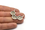 Silver Flower Pendant, Textured Antique Silver Plated Brass Half Flower Pendant With 2 Loops, Earrings, Charms (39x13x1.7mm) BS 1957
