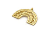 Gold Charm, 2 Gold Plated Brass, Gold Pendants, Charm Pendants, Gold Semi Circle Charms With 1 Loop (24x18x1.2mm) N1473