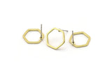 Brass Hexagon Earring, 12 Raw Brass Hexagon Stud Earrings (12mm) BS 1221 A1134