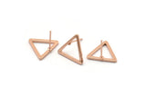 Rose Gold Triangle Earring, 6 Rose Gold Plated Brass Triangle Stud Earrings (15mm) D0107 A1126 H0025