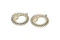 Silver Moon Charm, 2 Antique Silver Plated Brass Moon Charms With 1 Loop, Pendants (32x30x1.2mm) N1456