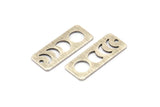 Silver Rectangle Charm, 6 Textured Antique Silver Plated Brass Moon Phases Charms With 1 Hole (25x10x0.80mm) M01991