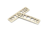 Silver Rectangle Charm, 6 Antique Silver Plated Brass Moon Phases Charms With 1 Hole (40x10x0.80mm) M01825