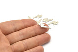 Silver Lightning Charm, 24 Antique Silver Plated Brass, Silver Lightning Bolt Charms With 1 Hole, Stamping Blanks (17x8x1mm) M01697