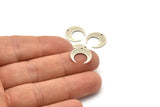 Silver Moon Charm, 10 Textured Antique Silver Plated Brass Crescent Moon Charms With 1 Hole (14x13.5x0.80mm) M01648