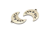 Silver Moon Charm, 12 Antique Silver Plated Brass Crescent Moon Phases Charms With 1 Loop (15x9x1mm) M01994