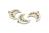 Silver Moon Charm, 12 Antique Silver Plated Brass Crescent Moon Phases Charms With 1 Loop (15x9x1mm) M01994