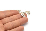 Silver Moon Charm, 12 Antique Silver Plated Brass Crescent Moon Phases Charms With 1 Loop (15x9x1mm) M01994