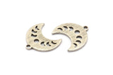 Silver Moon Charm, 12 Textured Antique Silver Plated Brass Crescent Moon Phases Charms With 1 Loop (15x9x1mm) M01848