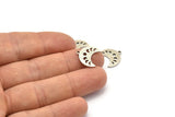Silver Moon Charm, 12 Textured Antique Silver Plated Brass Crescent Moon Phases Charms With 1 Loop (15x9x1mm) M01848