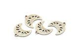 Silver Moon Charm, 12 Textured Antique Silver Plated Brass Crescent Moon Phases Charms With 1 Loop (15x9x1mm) M01848