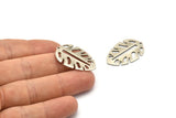 Silver Leaf Charm, 4 Antique Silver Plated Brass Leaf Charms With 1 Hole, Leaf Charm Earrings (30x20x0.80mm) M01679