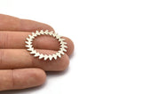 Silver Circle Charm, 2 Antique Silver Plated Brass Circle Charms, Brass Connectors, Findings, Connectors (34x0.80mm) M01617