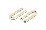 Silver U Shape Charm, 12 Antique Silver Plated Brass U Shaped Charms With 3 Holes (22x9x0.80mm) M02094