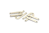 Silver U Shape Charm, 12 Antique Silver Plated Brass U Shaped Charms With 3 Holes (22x9x0.80mm) M02094