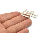 Silver U Shape Charm, 12 Antique Silver Plated Brass U Shaped Charms With 3 Holes (22x9x0.80mm) M02094