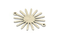 Silver Sun Charm, 10 Antique Silver Plated Brass Sun Connectors With 2 Loops, Pendants (29x25x0.80mm) M01655 H0600