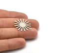 Silver Sun Charm, 10 Antique Silver Plated Brass Sun Connectors With 2 Loops, Pendants (29x25x0.80mm) M01655 H0600