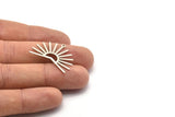 Silver Sun Charm, 6 Textured Antique Silver Plated Brass Sun Charms With 1 Loop (22x30x0.80mm) M02279