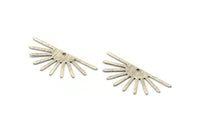 Silver Sun Charm, 6 Textured Antique Silver Plated Brass Sun Charms With 1 Hole (32x14x0.60mm) M02072 H1674