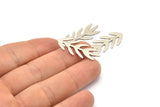 Silver Bough Blank, 6 Antique Silver Plated Brass Leaf Blanks, Silver Blanks, Stamping Blanks (30x13x0.80mm) M01694 H0821