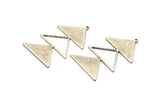 Silver Triangle Charm, 2 Antique Silver Plated Brass Triangle Charms With 1 Loop (47x30x1mm) M01793
