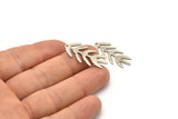 Silver Bough Charm, 6 Textured Antique Silver Plated Brass Bough Charms With 1 Hole, Leaf Charm Earrings (30x13x0.80mm) M01691 H1021