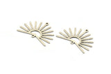Silver Sun Charm, 6 Textured Antique Silver Plated Brass Sun Charms With 2 Loops (22x30x0.80mm) M02281 H0891