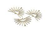 Silver Sun Charm, 6 Textured Antique Silver Plated Brass Sun Charms With 2 Loops (22x30x0.80mm) M02281 H0891