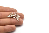 Silver Sun Charm, 6 Textured Antique Silver Plated Brass Sun Charms With 2 Loops (22x30x0.80mm) M02281 H0891