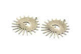 Silver Sun Charm, 4 Textured Antique Silver Plated Brass Sun And Eye Charms With 1 Loop, Findings (29x28x0.80mm) M02005