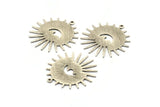 Silver Sun Charm, 4 Textured Antique Silver Plated Brass Sun And Eye Charms With 1 Loop, Findings (29x28x0.80mm) M02005