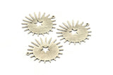 Silver Sun Charm, 4 Textured Antique Silver Plated Brass Sun And Star Charms With 1 Loop, Findings (29x28x0.80mm) M02007