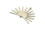 Silver Sun Charm, 6 Antique Silver Plated Brass Sun Charms With 2 Loops (22x30x0.80mm) M02274