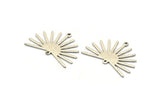 Silver Sun Charm, 6 Antique Silver Plated Brass Sun Charms With 2 Loops (22x30x0.80mm) M02274