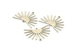 Silver Sun Charm, 6 Antique Silver Plated Brass Sun Charms With 2 Loops (22x30x0.80mm) M02274
