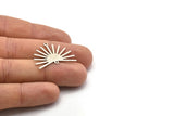 Silver Sun Charm, 6 Antique Silver Plated Brass Sun Charms With 2 Loops (22x30x0.80mm) M02274