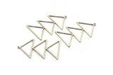 Silver Triangle Charm, 2 Antique Silver Plated Brass Triangle Charms With 1 Loop (47x30x1mm) M01783