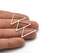 Silver Triangle Charm, 2 Antique Silver Plated Brass Triangle Charms With 1 Loop (47x30x1mm) M01783