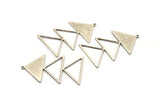 Silver Triangle Charm, 2 Antique Silver Plated Brass Triangle Charms With 1 Loop (47x30x1mm) M01797