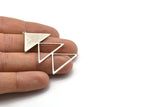 Silver Triangle Charm, 2 Antique Silver Plated Brass Triangle Charms With 1 Loop (47x30x1mm) M01797