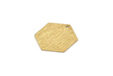 Brass Hexagon Charm, 12 Raw Brass Textured Hexagon Stamping Blanks With 1 Hole (17x0.60mm) D878