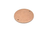 Rose Gold Round Tag, 2 Rose Gold Plated Brass Textured Round Stamping Blanks With 2 Holes, Connectors, Pendants, Findings (21x1mm) D0760