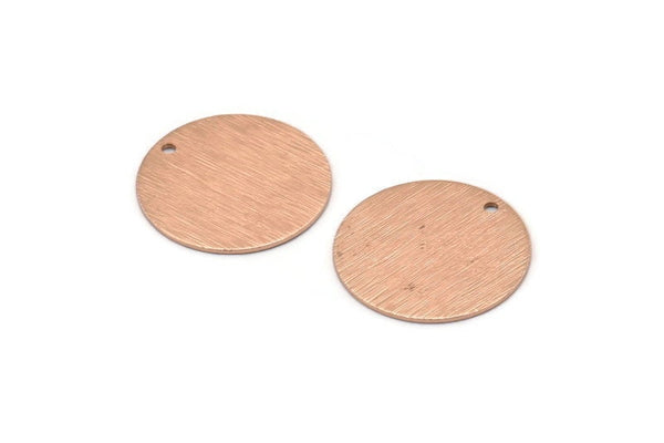 Rose Gold Round Tag, 4 Rose Gold Plated Brass Textured Round Stamping Blanks With 1 Hole, Charms, Pendants, Findings (20x0,60mm) D0822
