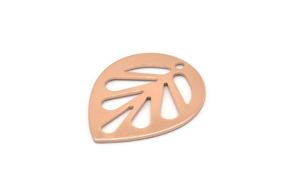 Rose Gold Leaf Charm, 2 Rose Gold Plated Brass Leaf Charms With 1 Hole, Earrings, Pendants, Findings (30x24x0.80mm) D956 Q0863