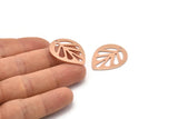 Rose Gold Leaf Charm, 2 Rose Gold Plated Brass Leaf Charms With 1 Hole, Earrings, Pendants, Findings (30x24x0.80mm) D956 Q0863